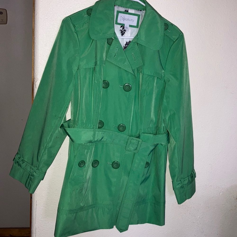 Double-Breasted Fully Lined Jacket with Belt Rain Wind Light Snow Spring Fall